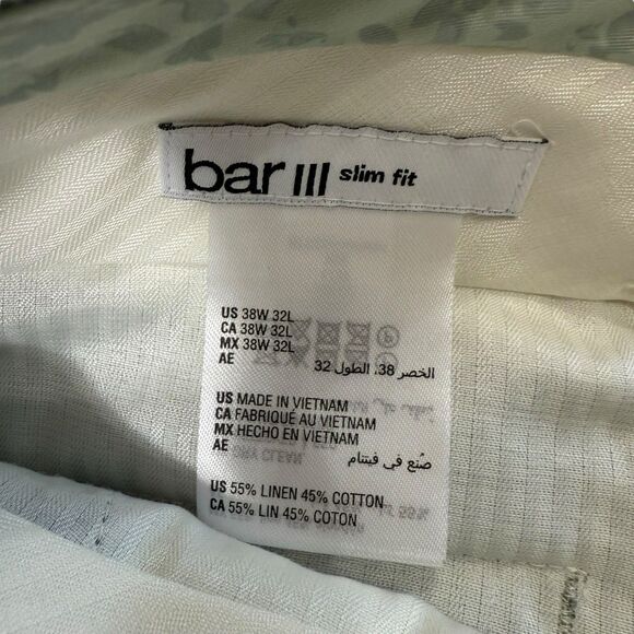 Bar III Men's Green Slim-Fit Linen Tapered Dress Suit Pants Size 38W 32L NWT - Picture 8 of 8